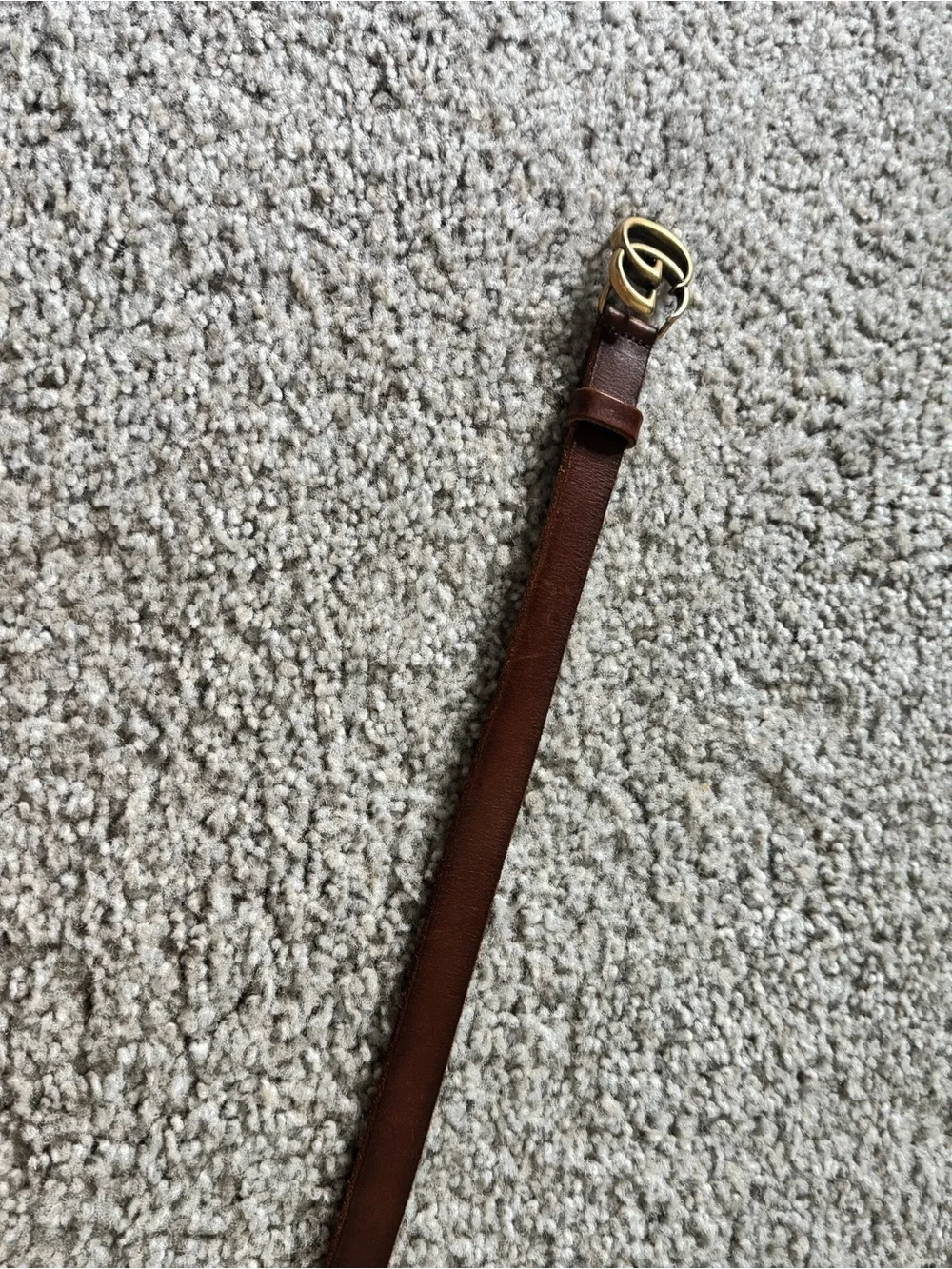 Gucci Brown Leather Double G logo skinny